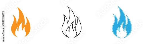 Flame icons in orange black and blue colors