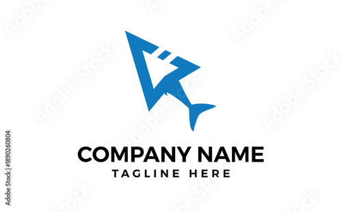 Fish line art logo design