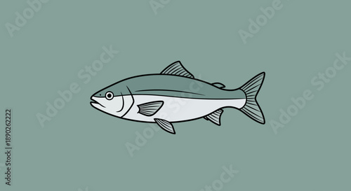 Illustration of a single fish with simple line art on a muted background.
