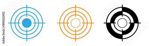 Target icons in blue orange and black