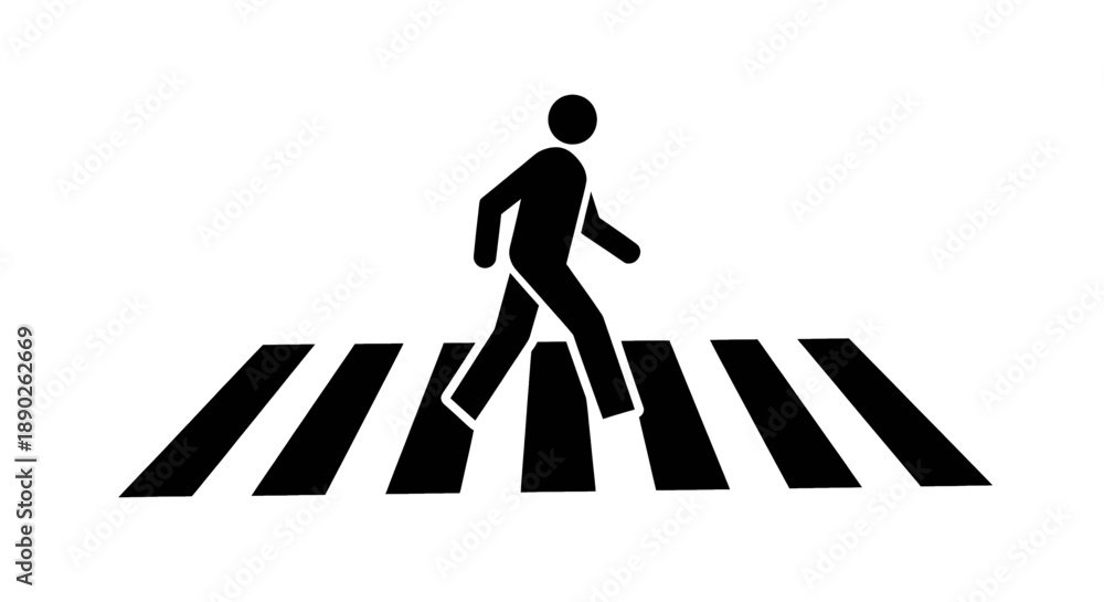 Εκτύπωση καμβά A simple black and white icon illustration of a pedestrian walking on a crosswal
