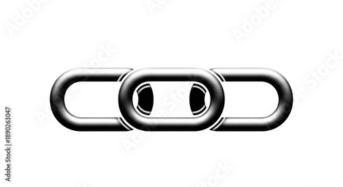 A digital illustration of three interlocking metal chain links on a white background