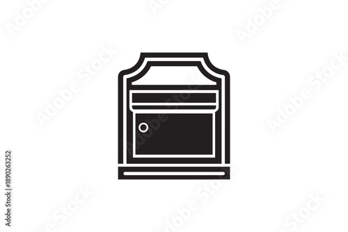 Modern wall-mounted letterbox with a small opening and a round knob for receiving mail