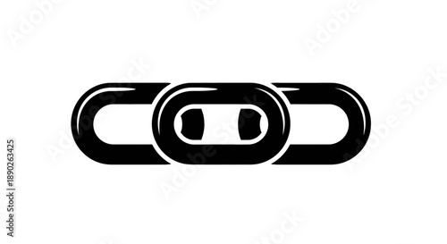 A minimalist black and white icon illustrating a segment of three interconnected chain links on a white background