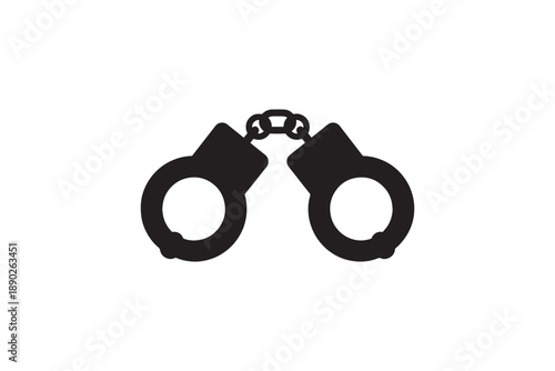 Handcuffs icon black silhouette vector illustration of police restraining equipment on white background