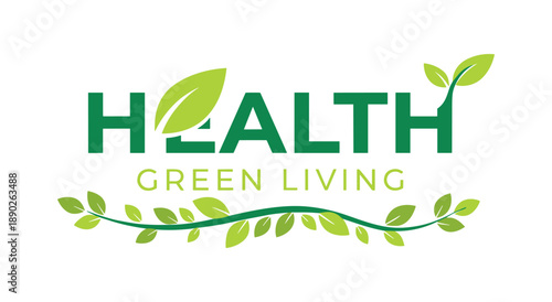 Health green living concept logo design with leaves