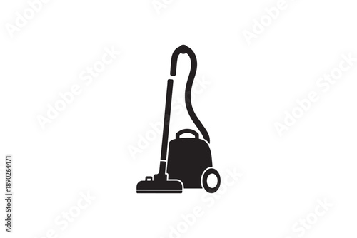 Vacuum cleaner icon isolated on white background, simple silhouette of cleaning appliance, domestic equipment vector illustration