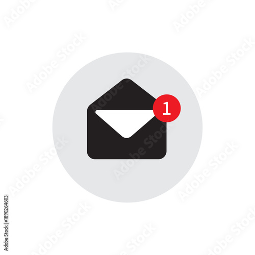 Grey bubble with email notice. flat simple style trend modern edm e-mail logotype graphic design isolate, concept of you've got mail and full inbox