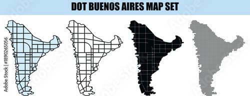 Buenos Aires Map Set Dots background