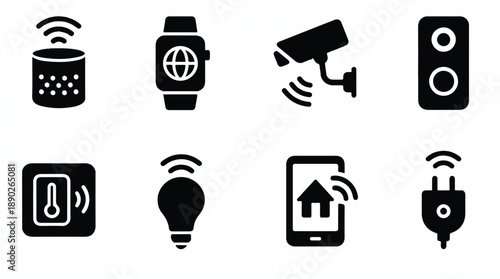 Smart home technology icons for automation and control