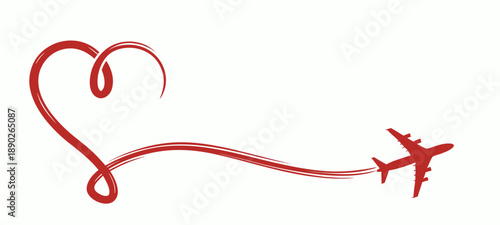 Airplane Heart Contrail Travel Romance Concept Vector