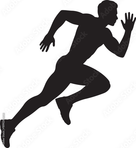 Dynamic silhouette of a professional male athlete running at full speed