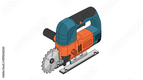 Electric jigsaw power tool used for precision cutting of wood and other materials in construction and DIY projects.