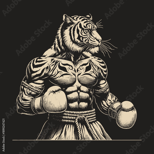 Tiger Muay Thai Boxer: Fierce Determination in the Ring.