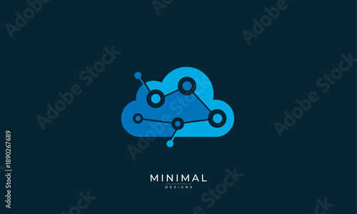 Cloud Technology Logo – Data Network Digital Computing Connection Icon
