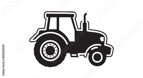 Tractor illustration viewed from the side on a plain background