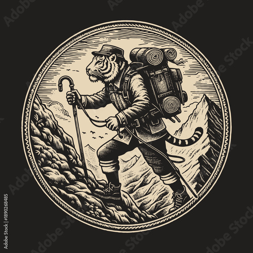 Tiger Trekker: A Determined Feline Conquers the Mountain.