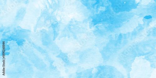 Light sky blue white watercolor background,  blue watercolor background wallpaper, ethereal cloud like pattern creates peaceful, aquarelle paint paper textured canvas element for text design.