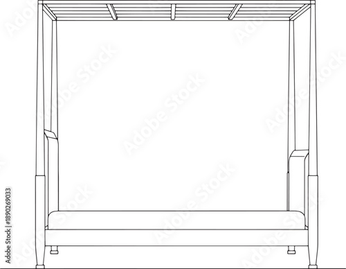 An elegant, minimalist illustration of a four-poster bed. Simple lines and uncluttered design make it perfect for interior design or home decor concepts.