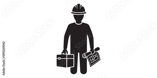 Black silhouette set of manual workers using shovels and digging, group of men in various labor poses and standing isolated on a white background.