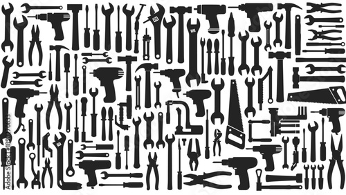 Silhouette design of hand tools and power tools for construction and repair projects