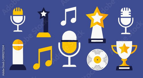 Collection of Music Awards and Microphones Icons.
