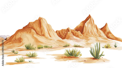 Valle de la Luna. Valle de la Luna hand drawn watercolor illustration