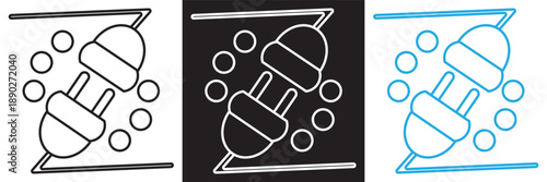 Energy savings coin stack icon set. Vector icon set showing stacked coins with lightning bolt symbols representing electricity costs, energy savings, and power efficiency concepts.EPS10/AI.