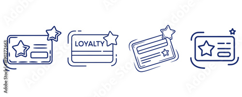 Loyalty card icons with star ratings on transparent background for rewards programs and customer retention strategies
