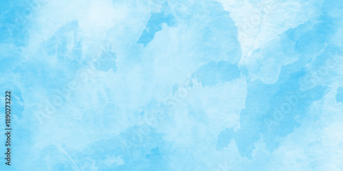 Light sky blue white watercolor background,  blue watercolor background wallpaper, ethereal cloud like pattern creates peaceful, aquarelle paint paper textured canvas element for text design.