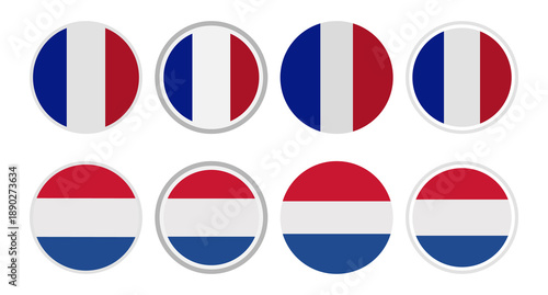 france and netherlands round flag icons set, french and dutch circular national flags collection isolated on white, european vector illustration Free Download france and netherlands round flag icons set, french and dutch circular national flags collection isolated on white, european vector illustration - GFXLoad