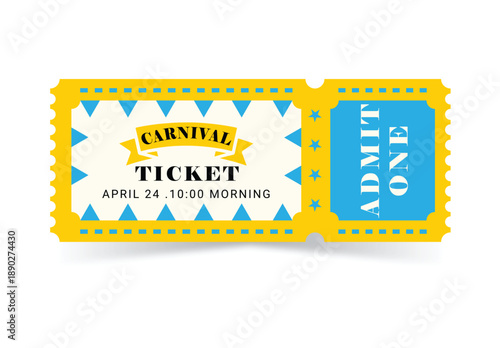 Colorful Carnival Admit One Ticket Stub Vector Illustration