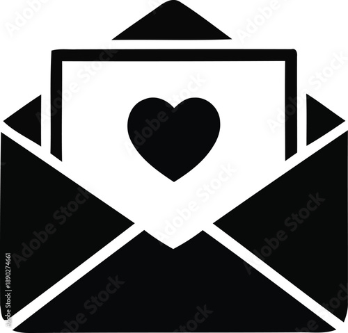 An open envelope with a heart inside, symbolizing love letters or messages