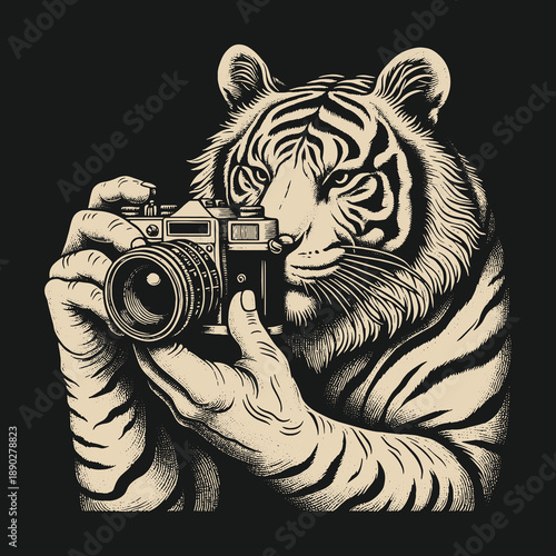 Tigers Eye View: A Feline Photographer Capturing the Moment.