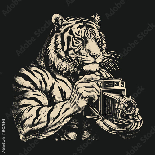 Tiger Photographer: Capturing Moments with Vintage Charm and Feline Grace.