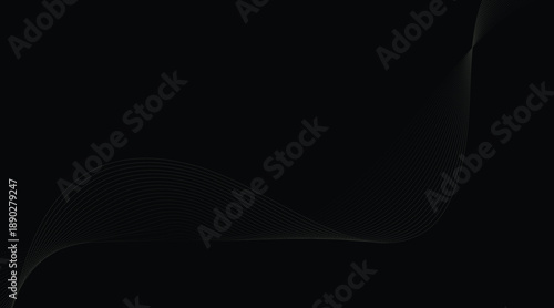 Abstract wave lines on black background for sound, motion, and tech design