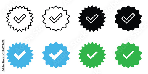Verified badge icon vector. checkmark, quality assurance, approval symbol. vector illustration.