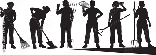 Diverse collection of community people silhouettes including children adults seniors and a person in a wheelchair isolated on white background for social inclusion concepts.