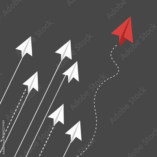 Business Innovation Red Paper Plane Leadership Concept Vector