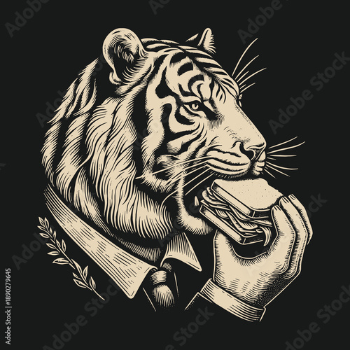 Tiger in a Suit: A Striking Illustration of Power and Finesse.