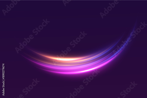 Abstract Neon Light Wave Arc on Dark Background