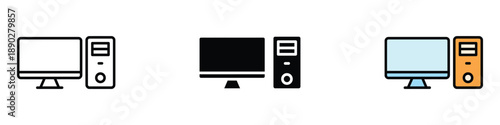 Desktop computer system icon vector. technology, cpu, monitor symbol. vector illustration.