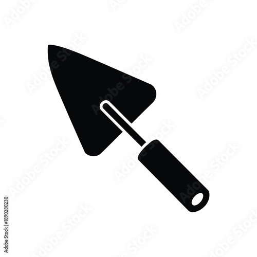 Simple black silhouette of a pointing trowel a masonry tool