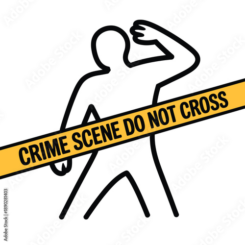 Silhouette of a person overlaid with crime scene do not cross tape