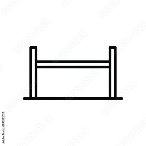 Simple black and white line drawing of a gymnastics uneven bar