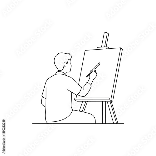 artist painting a easel