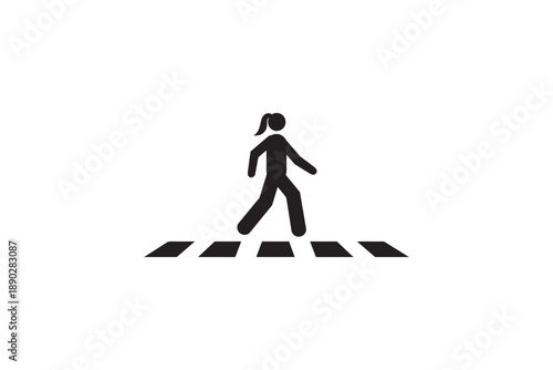 Pedestrian crossing road on zebra lines, traffic safety and street crossing concept