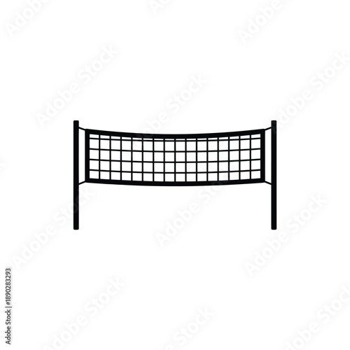A simple black and white illustration of a volleyball net on white