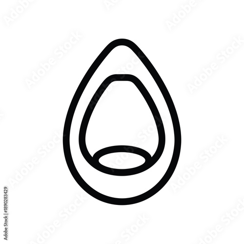 Simple black and white line drawing of a teardrop or water droplet
