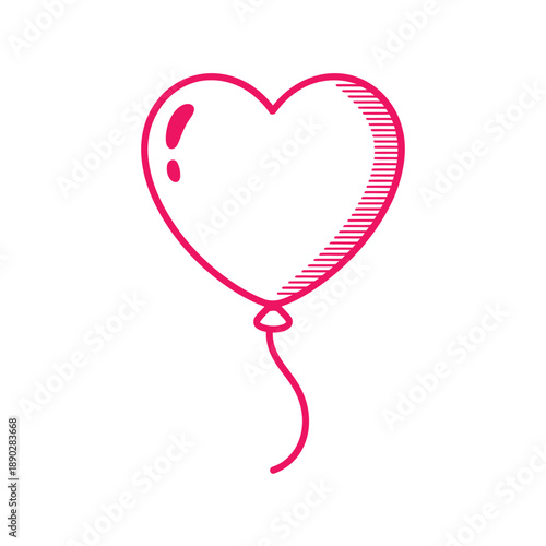 A simple pink heart shaped balloon illustration on a white background